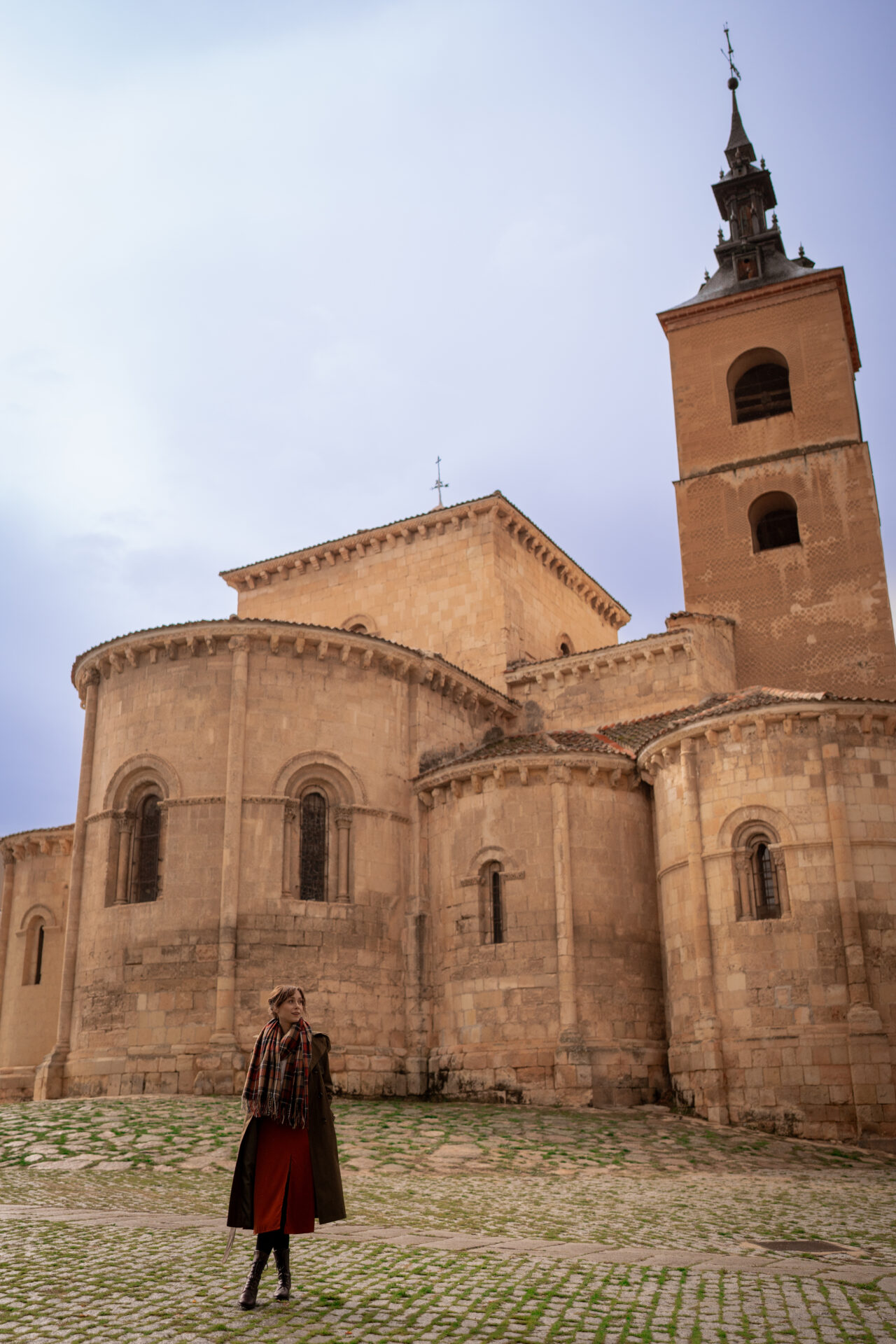 Travel Blogger Jordan Gassner standing in front of Iglesia de San Millan in Segovia, Spain