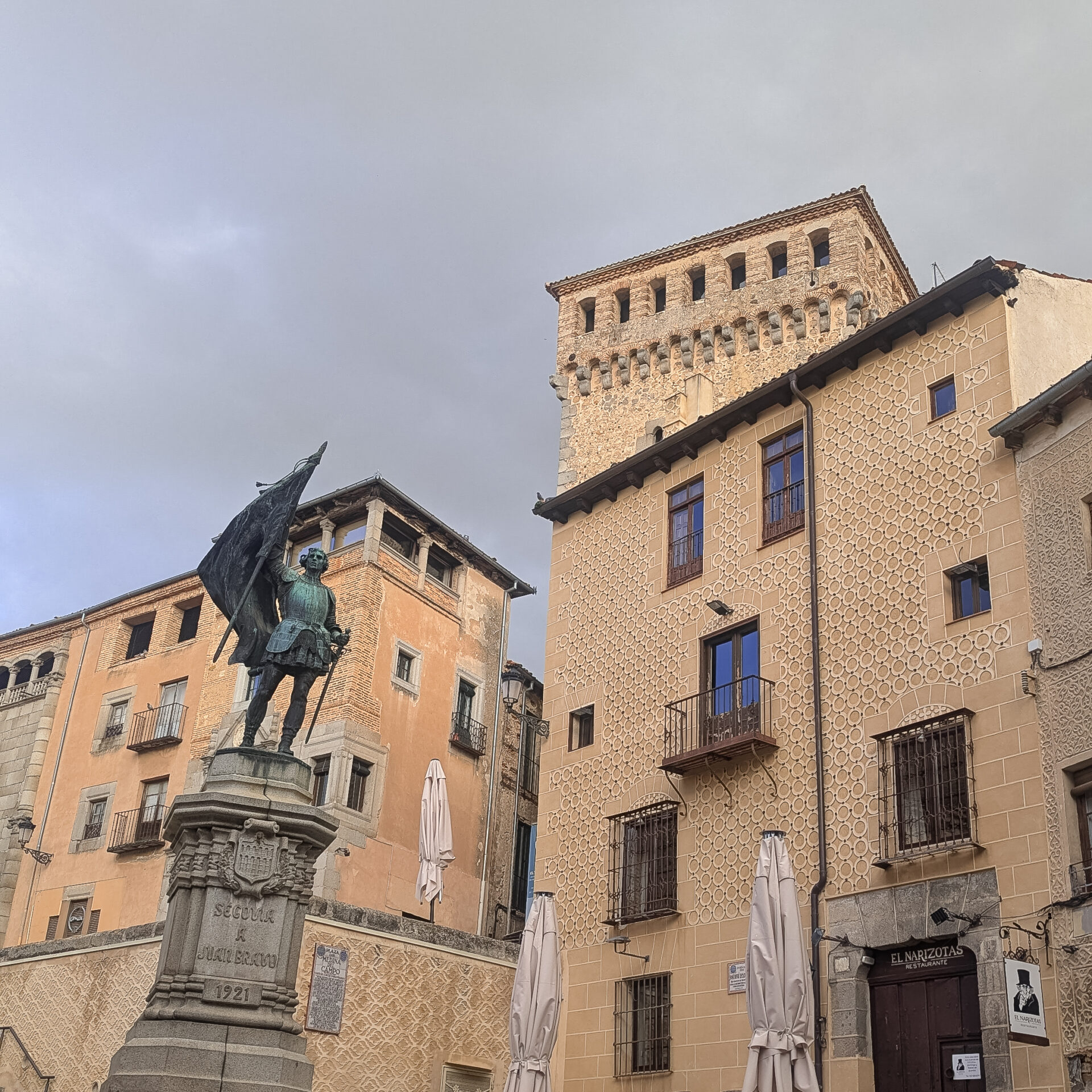 The statue of Juan Bravo at Plaza de Medina del Campo in Segovia, Spain
