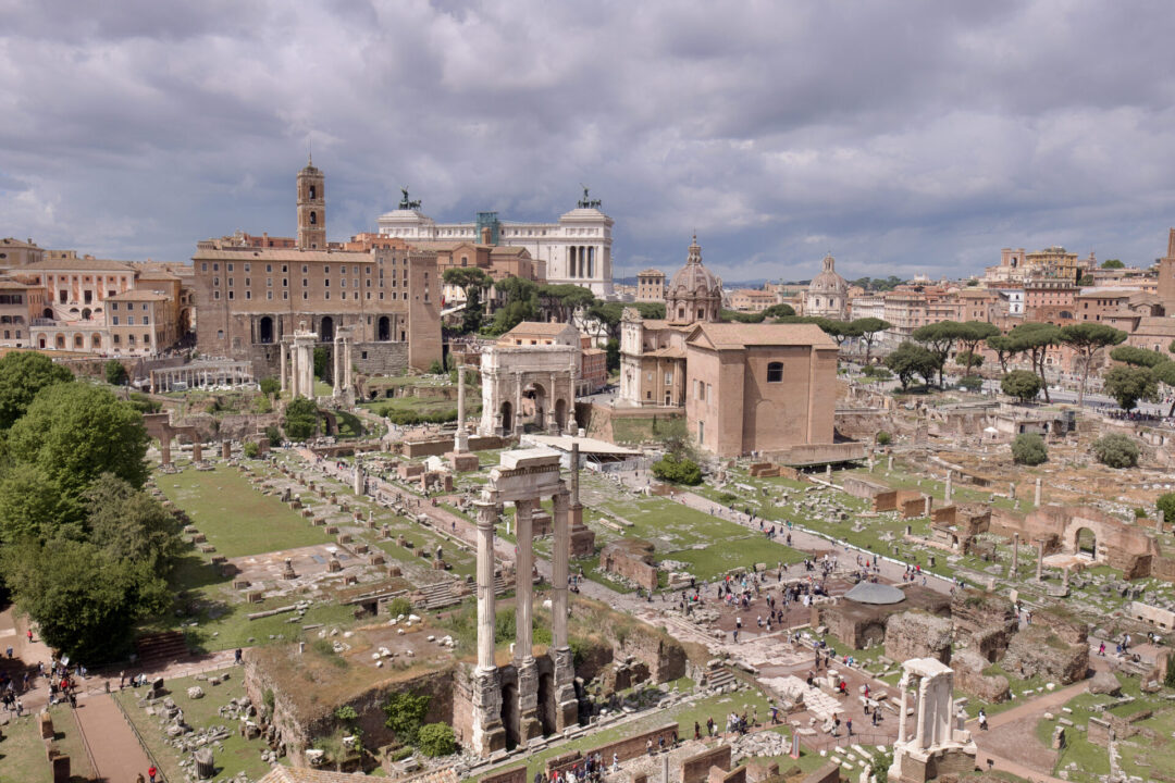 The ruins at the Roman Forum in Rome, Italy