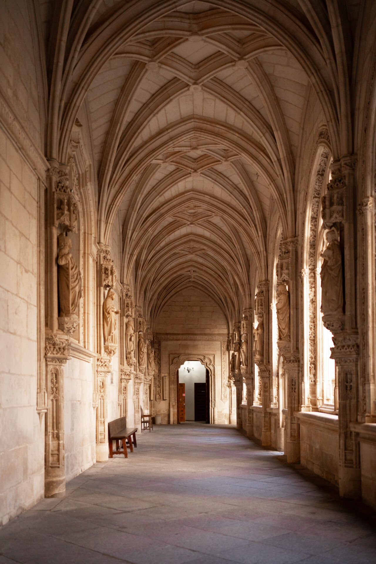 A hallway surrounding the cloister at the Monastery of San Juan de los Reyes in Toledo, Spain