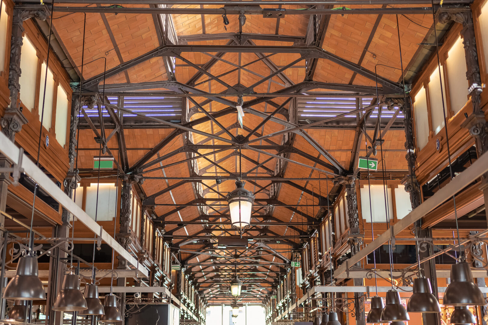 The roof inside San Miguel Market in Madrid, Spain