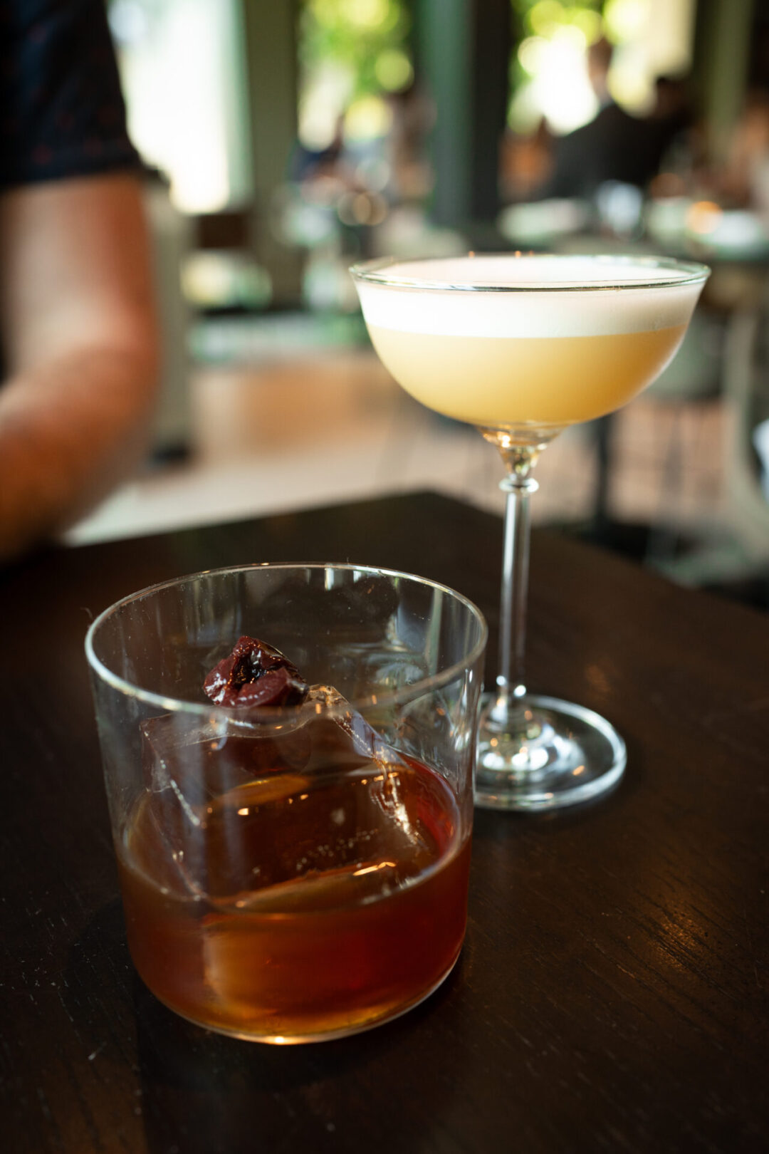 The Forest Bathe gin cocktail and a whiskey from Published on Main in Vancouver, Canada 