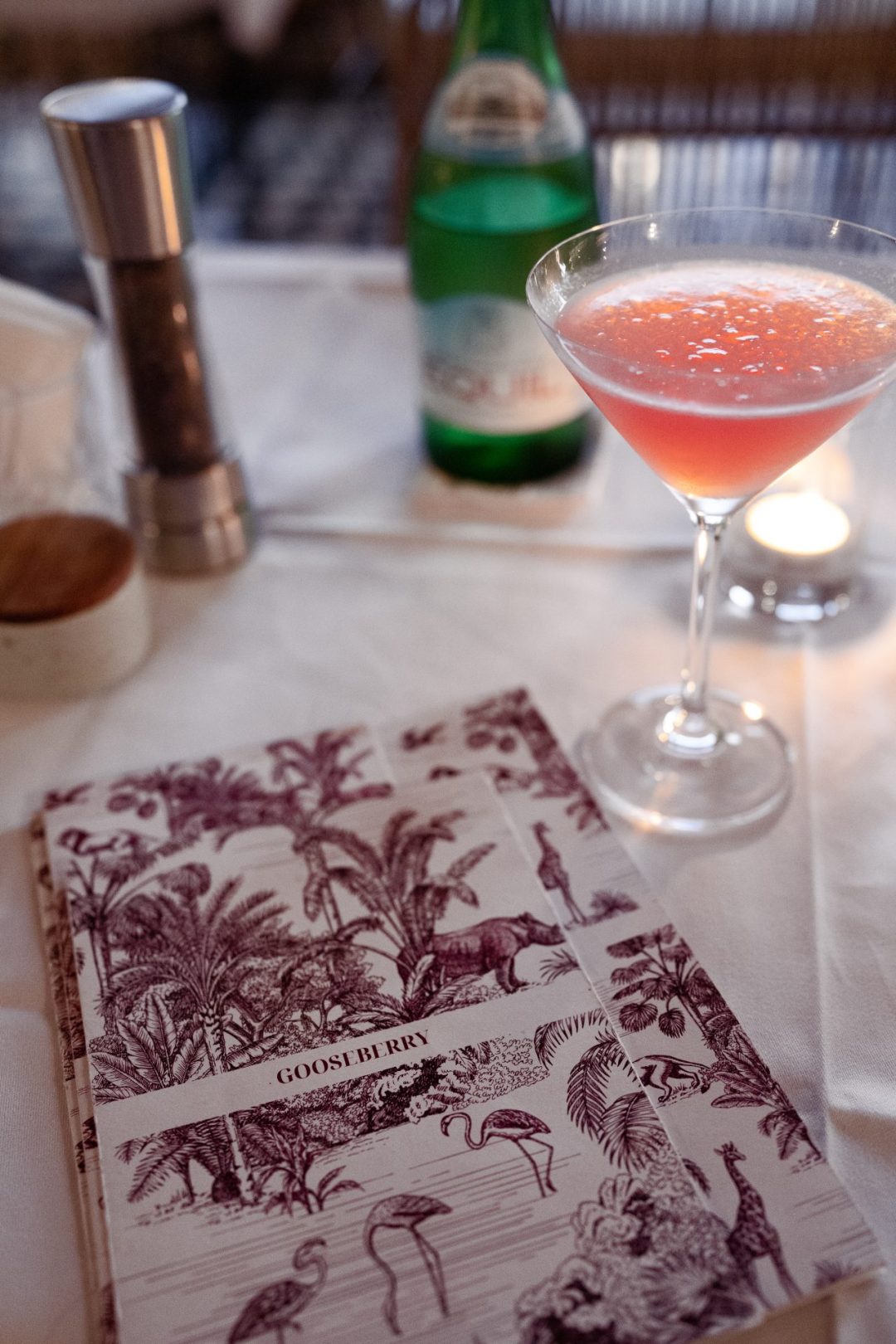 Bali vs Sumba: A pink cocktail and vintage-inspired tropical menu at Gooseberry Restaurant in Uluwatu, Sumba, Indonesia