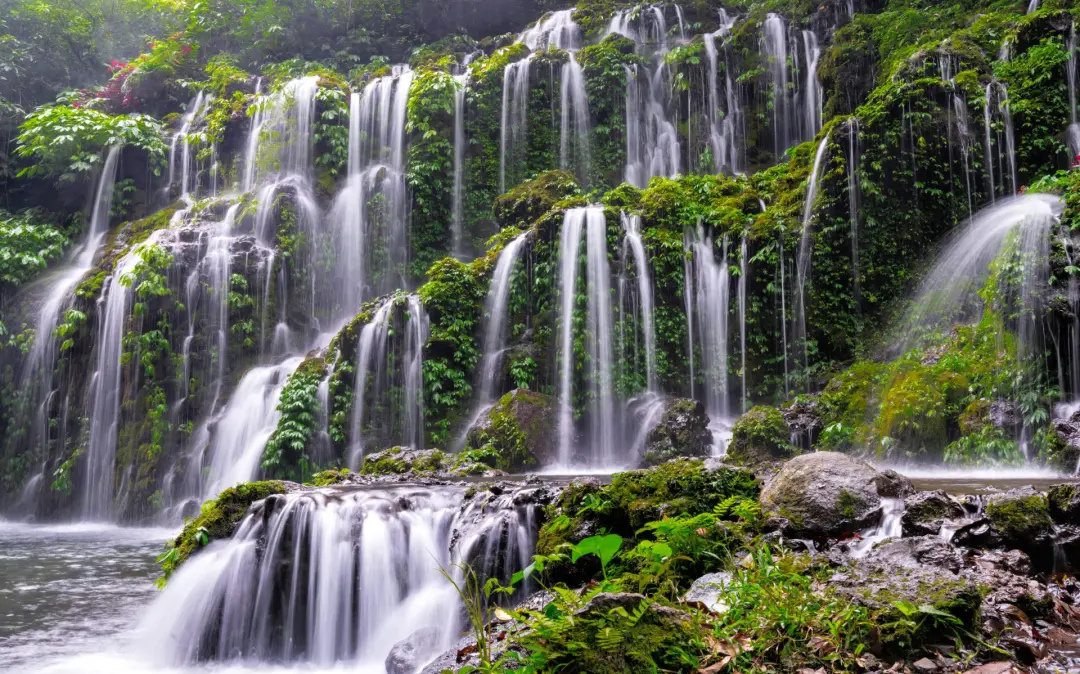 The spider-web-like Kanto Lampo Waterfal in Bali, Indonesia