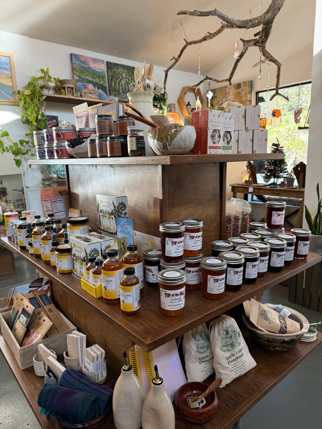 Jams, honey, and other artisanal goods inside Stem + Stone in Three Rivers, California
