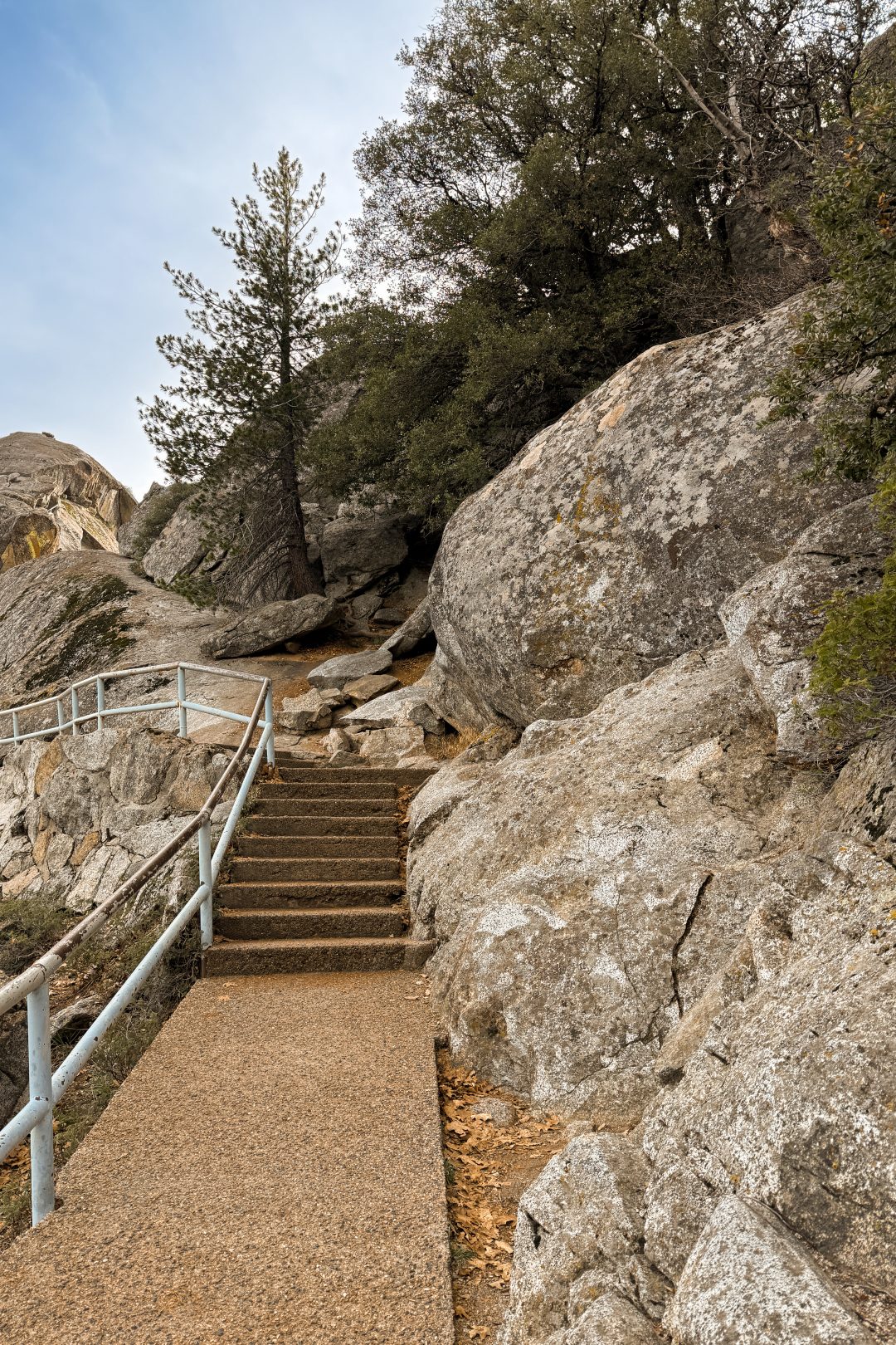 The trail leading up to the top of Moro Rock in Sequoia National Park