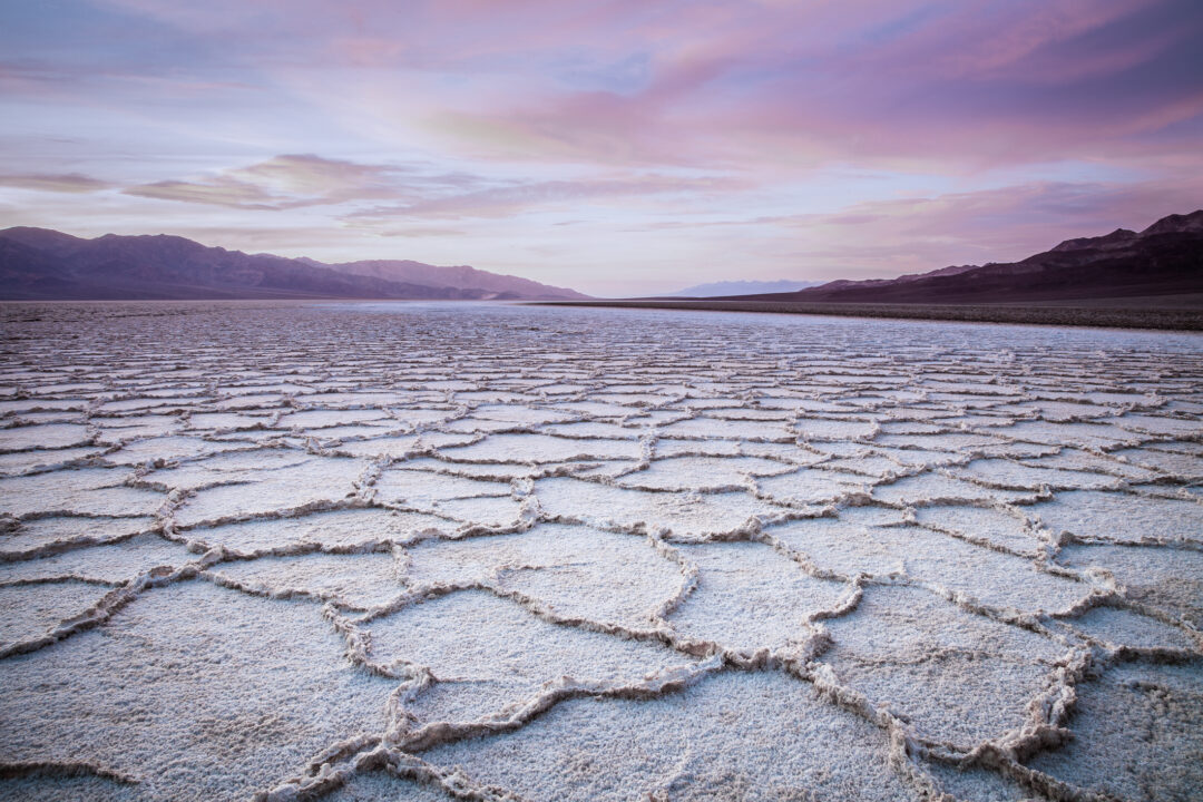 Hexagonal salt patterns in Badwater Basin in Death Valley National Park, California, USA