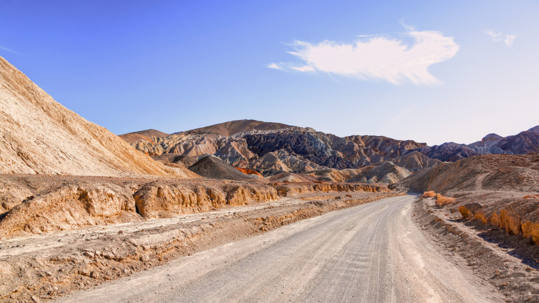 A dirt road leading toTwenty Mule Team Canyon in Death Valley National Park, California, USA