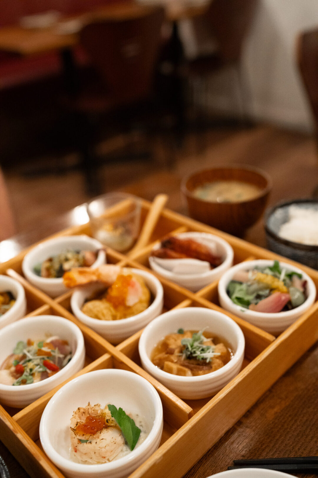 A bento box from Raisu, a Japanese restaurant in Vancouver, Canada