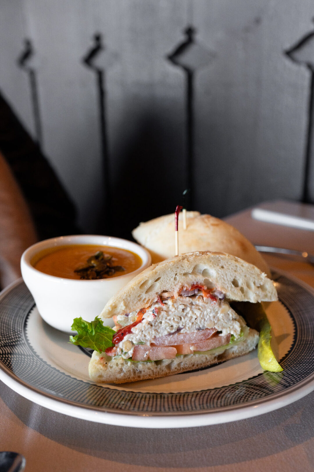 A sandwich and side of soup in the Grand Canyon