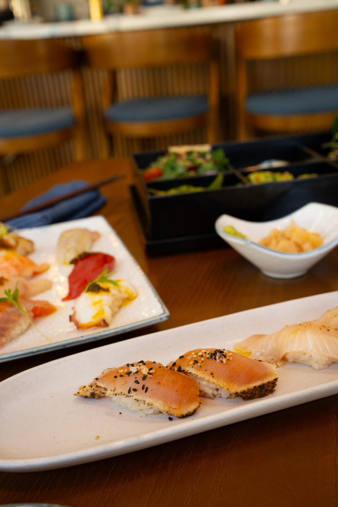 A spread of fresh nigiri at Oto Sushi in Laguna Beach, California