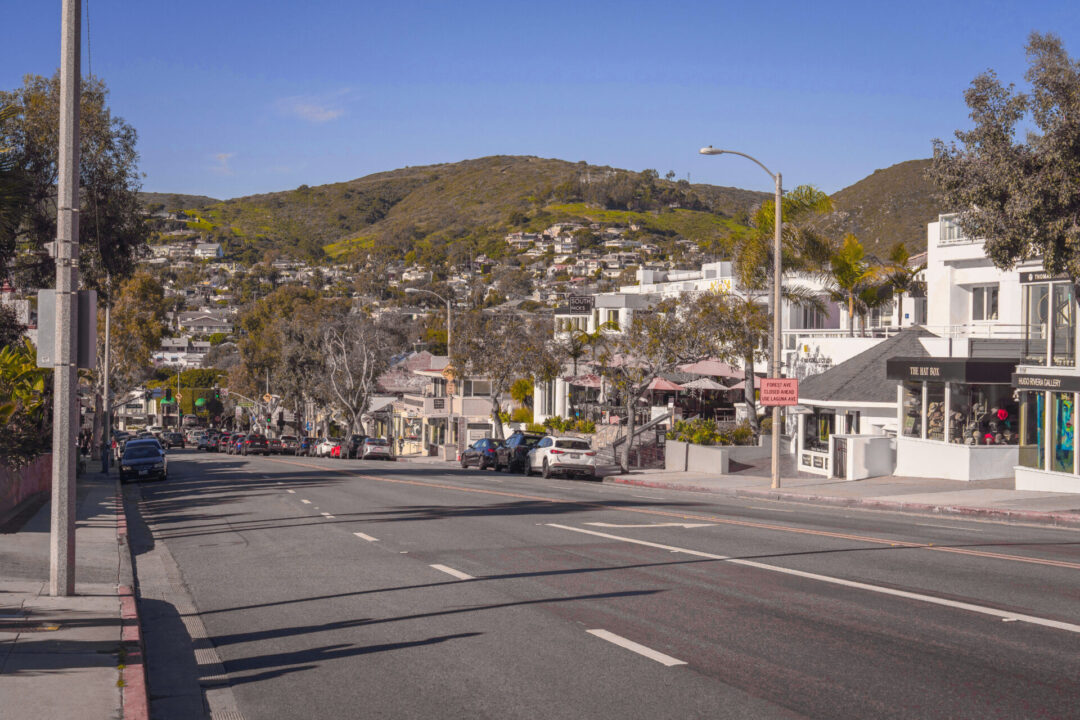 Pacific Coast Highway passing through Laguna Beach, California