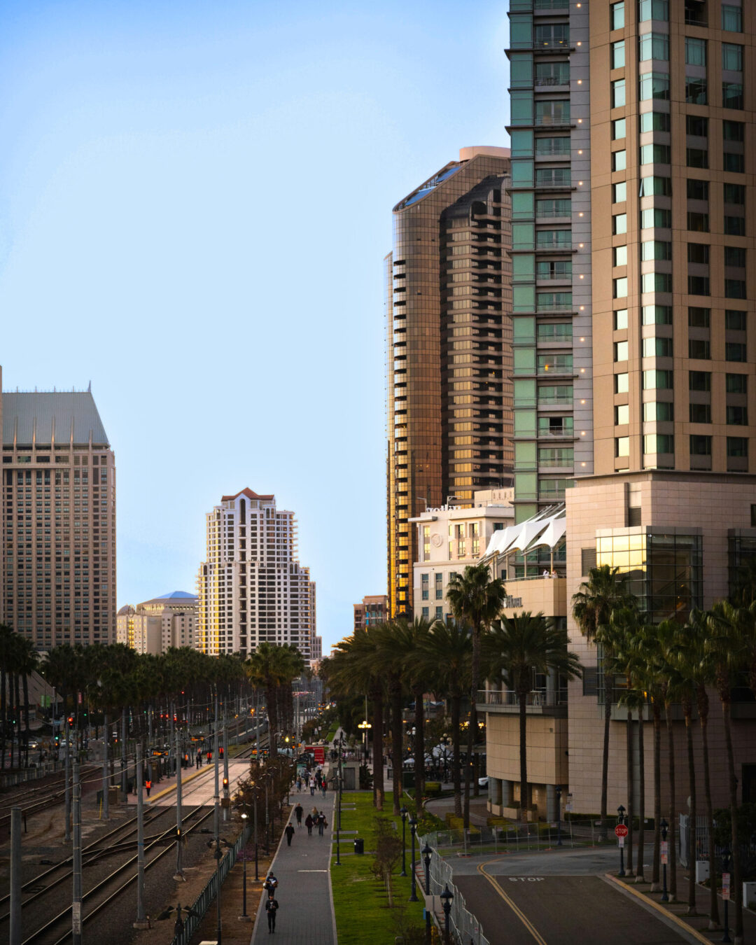 A group of high rises in San Diego's downtown area