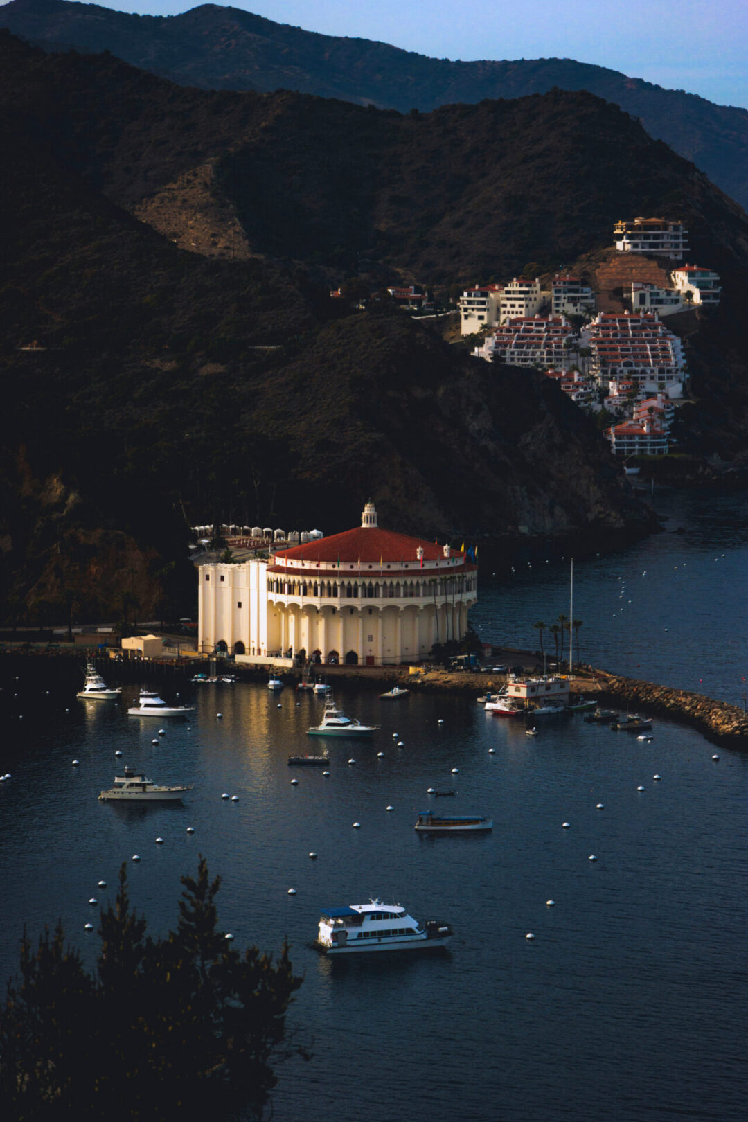 An aerial view of the casino in Catalina Island, one of the Best Weekend Trips from Los Angeles